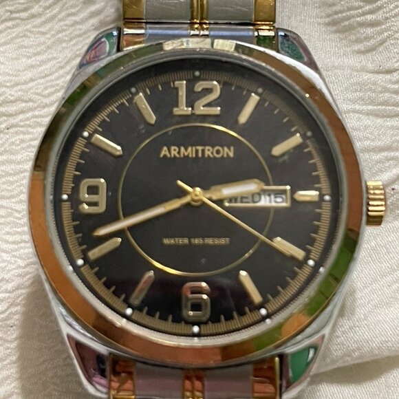 Armitron Stainless Steel Watch with Metal Bezel & Date Display - Picture 1 of 6